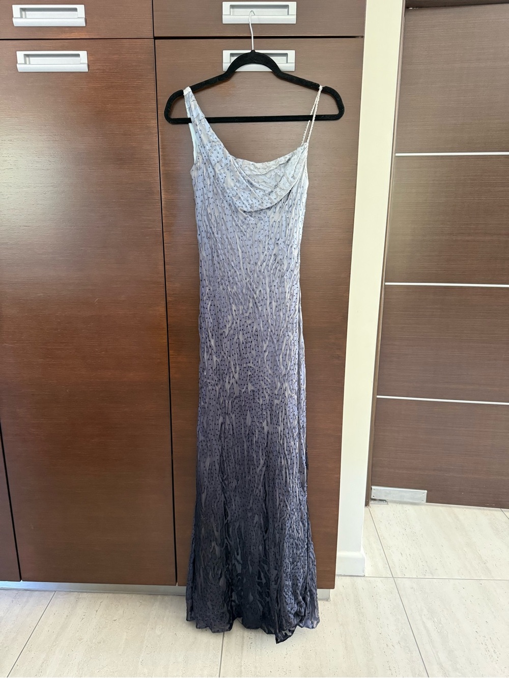 Niteline Ombre Maxi beaded Dress in Light Gray to navy - Picture 2 of 13